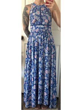 Anthropologie ATL Blue Floral Maxi Dress